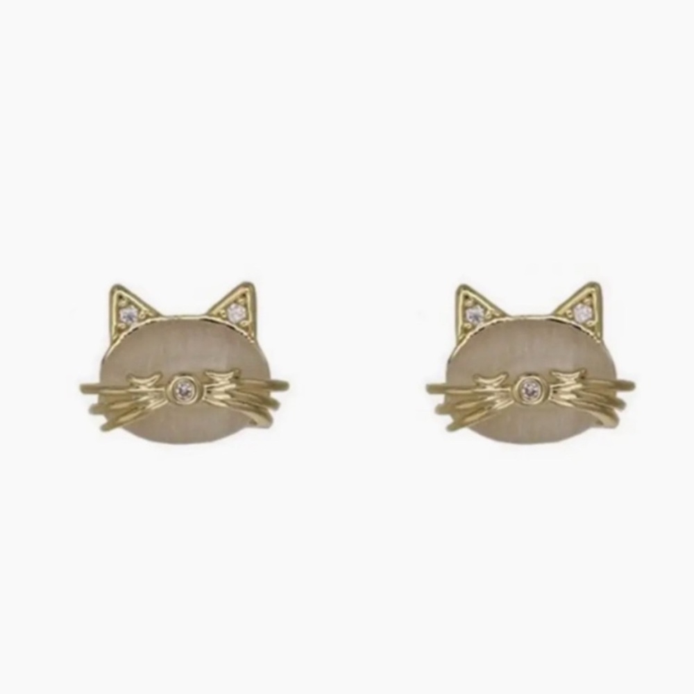 Opal Cat Stud Earrings